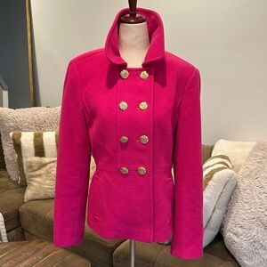 LOFT Fuchsia Pea Coat with Gold Buttons